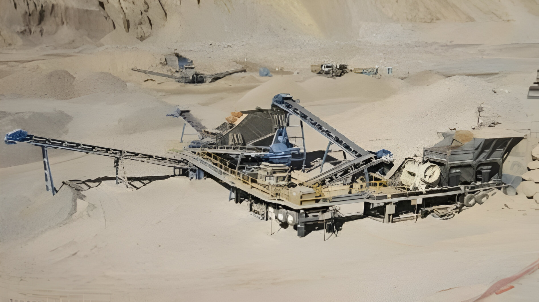 Equipo de clasificación de material granular realizando selección de áridos.